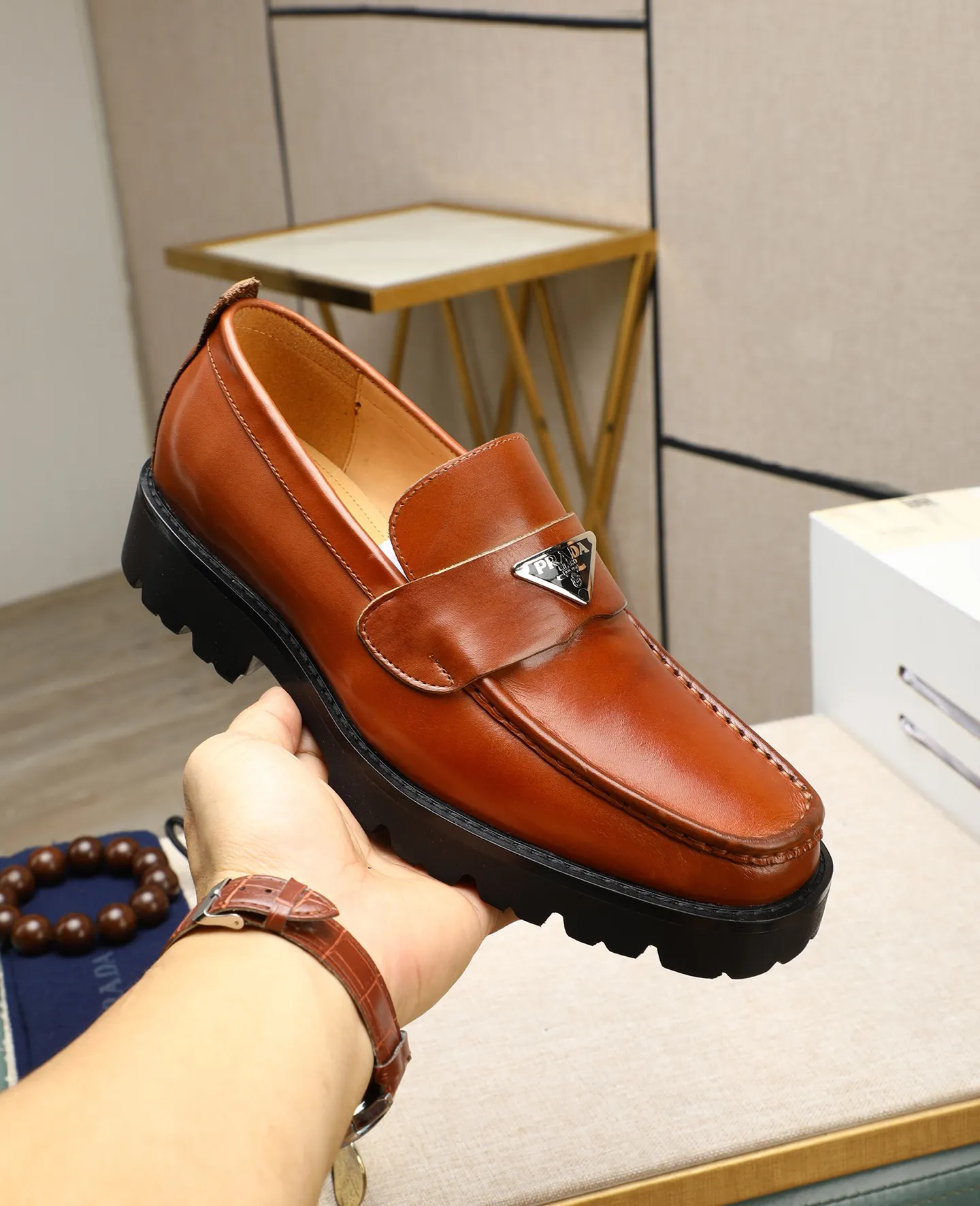 Men's men's shoes 💰540 (water-dyed cow leather) 📛📛PRADA high-end 20 counter latest model formal business leather shoes 👔 original version of the highest quality! Imported from Italy🇮🇹First layer calfskin fabric➕Cowhide lining Original outsole Formal size: 38➖45